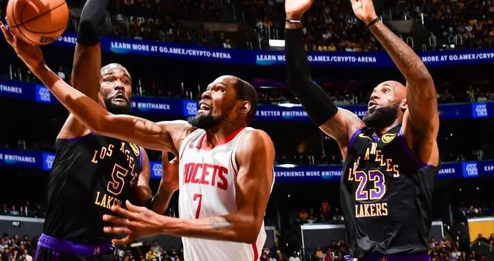 KD复出也难救火箭！詹姆斯轰28+8+7诠释何为领袖，湖人晋级稳了？