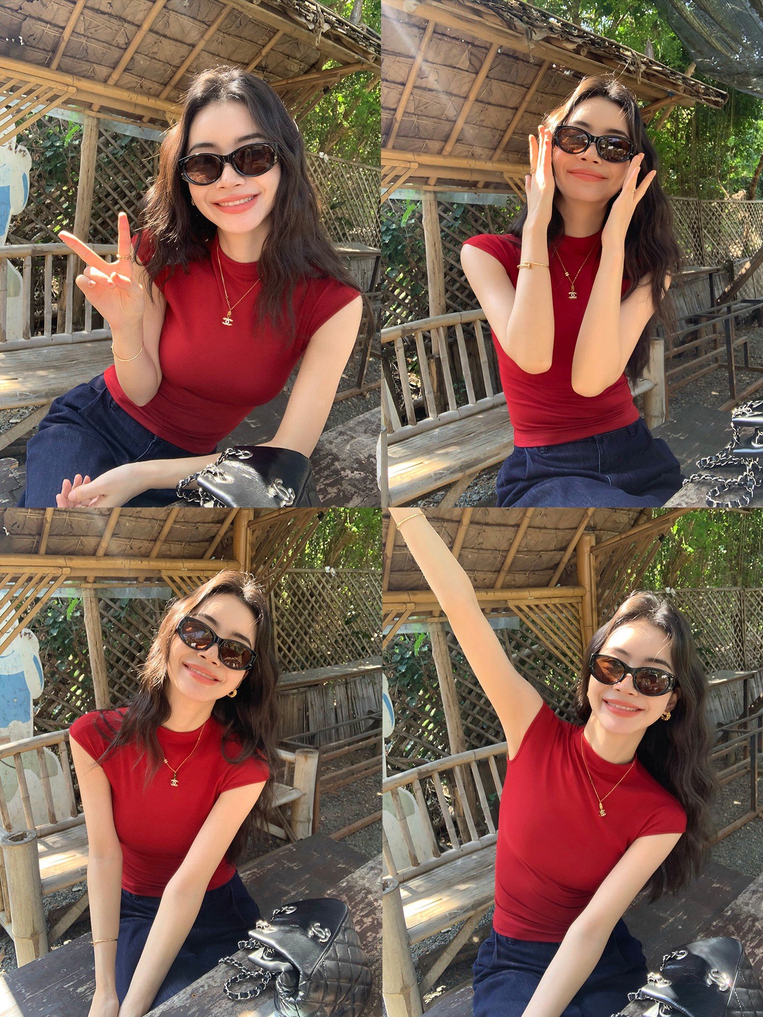 pusumede 黑色半高领小飞袖T恤女