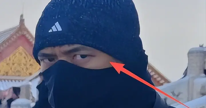 顶流李现故宫拍雪景，黑棉裤土又肿眼神超凶，混进人群无人问津