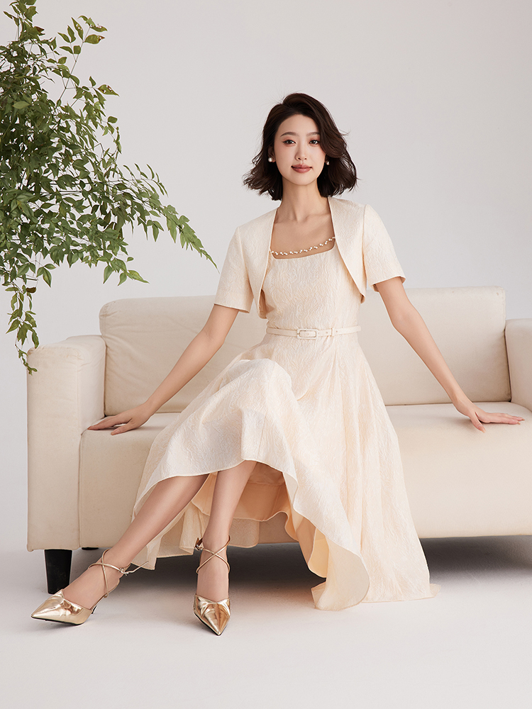 OBEG欧碧倩真丝提花套裙千金感宴会礼服