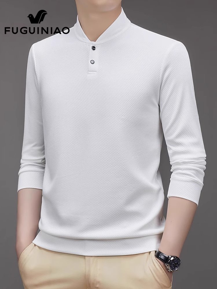 富贵鸟立领t恤男