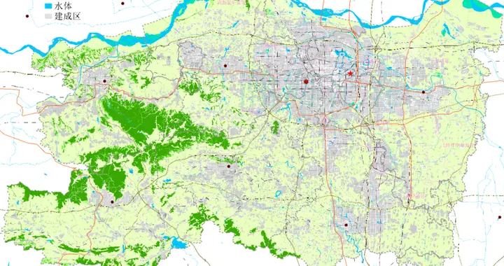2025年郑州市建成区地图和地表覆盖地图