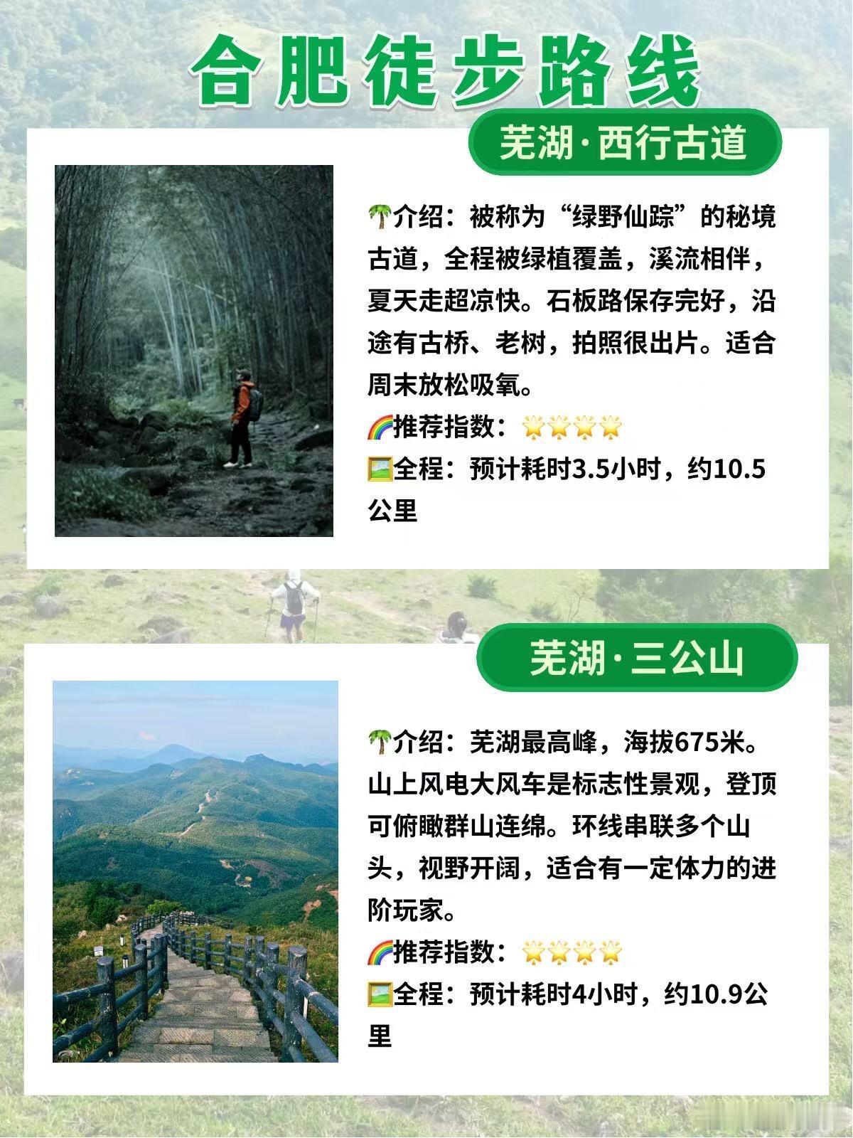 春天上春山。安徽合肥周边18条徒步路线合集，按难度分级整理。一天往返...