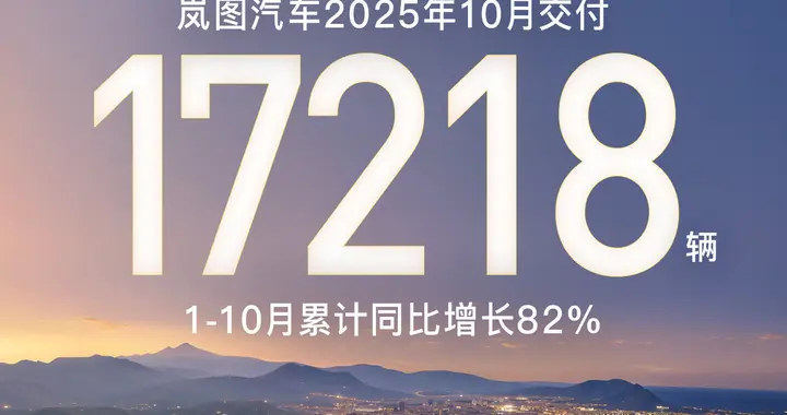 九连涨！岚图汽车10月交付17218辆 最霸气华系SUV岚图泰山11月上市