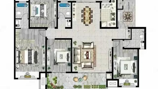 极致设计：183.65㎡五室两厅三卫，是