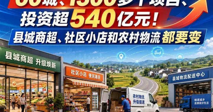 60城、1300多个项目、投资超540亿元！县城商超、农村物流都要变