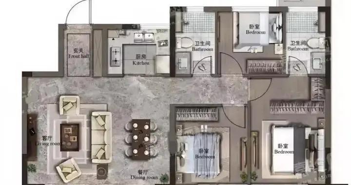 约143.79㎡三居双卫，把烟火与松弛都妥帖安放