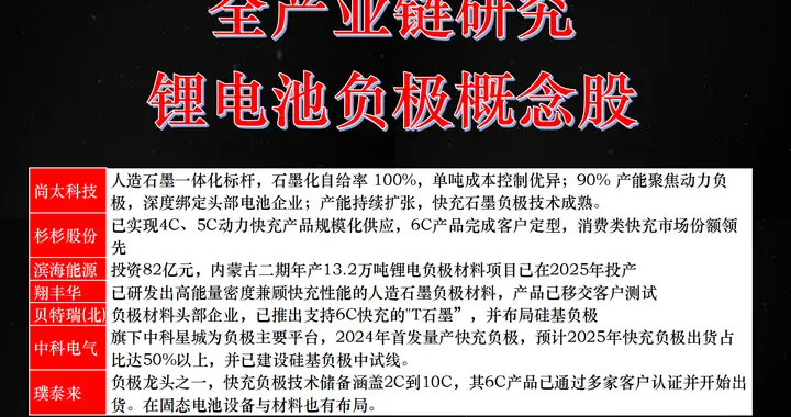 锂电池负极材料概念股