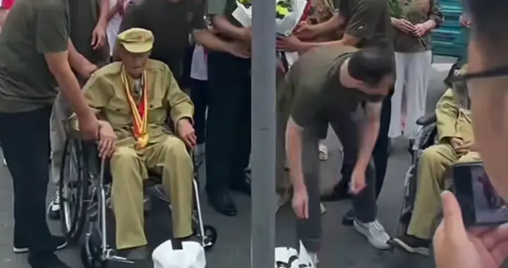 百岁老兵颤巍巍掏出的，不只是一束花！