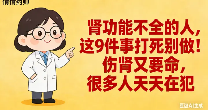 肾功能不全的人，这9件事打死别做！伤肾又要命，很多人天天在犯
