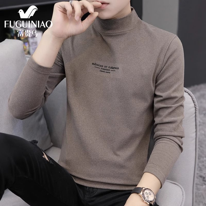 富贵鸟双面绒长袖t恤男士