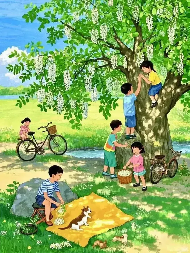 槐花飘香，遥念童年，盼你春心长守，岁月含情