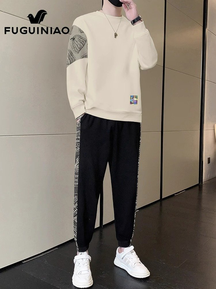 富贵鸟休闲运动套装男士秋季新款潮流卫衣搭