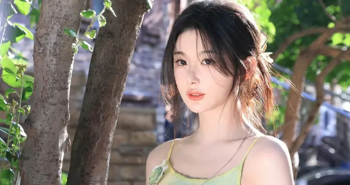 孔雪儿，秋日氛围，俏丽的“青苹果少女”