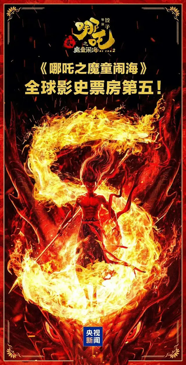 《哪吒2》全球票房第5，中国力量震撼全球！