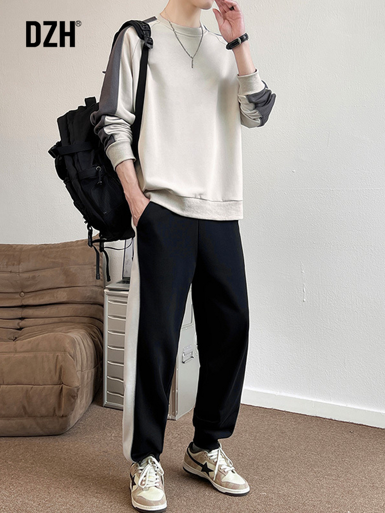青少年学生一整套拼接卫衣卫裤美式运动服