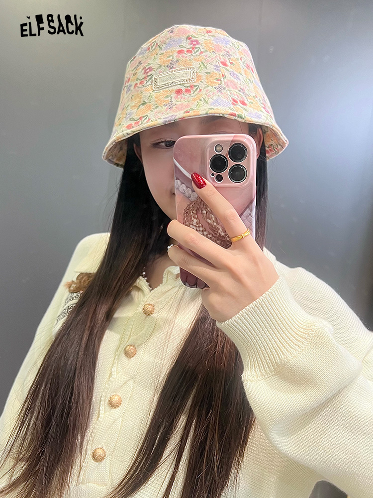 妖精的口袋多巴胺田园碎花渔夫帽女2025年新款遮阳显脸小帽子