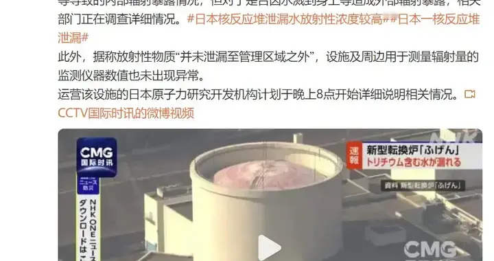 日本核反应堆泄漏水量约为20毫升