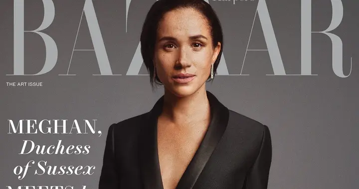 梅根登时尚芭莎大刊封面！真实肤色明显，雀斑密密麻麻，但很惊艳