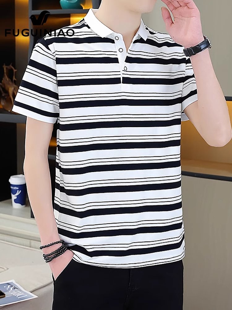 富贵鸟新款条纹短袖