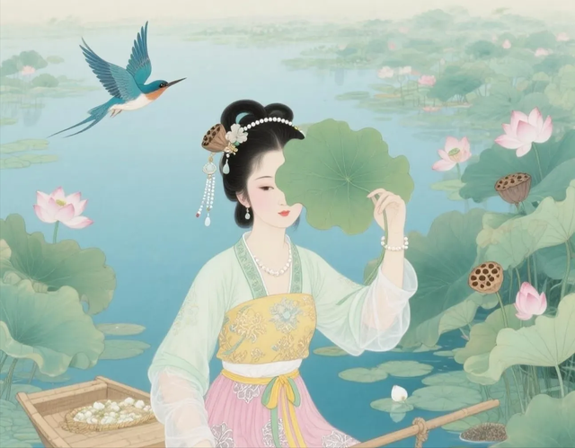 四首荷花诗词，写尽红尘爱恋：妾心恰似莲心苦，郎心不似藕丝长