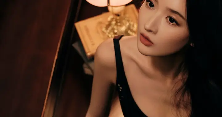 王玉雯黑色吊带连衣裙