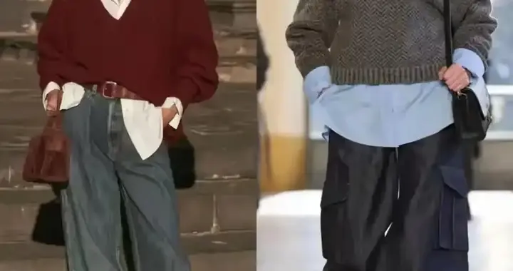 女生“毛衣+阔腿裤”时髦大气，松弛舒适简约耐看
