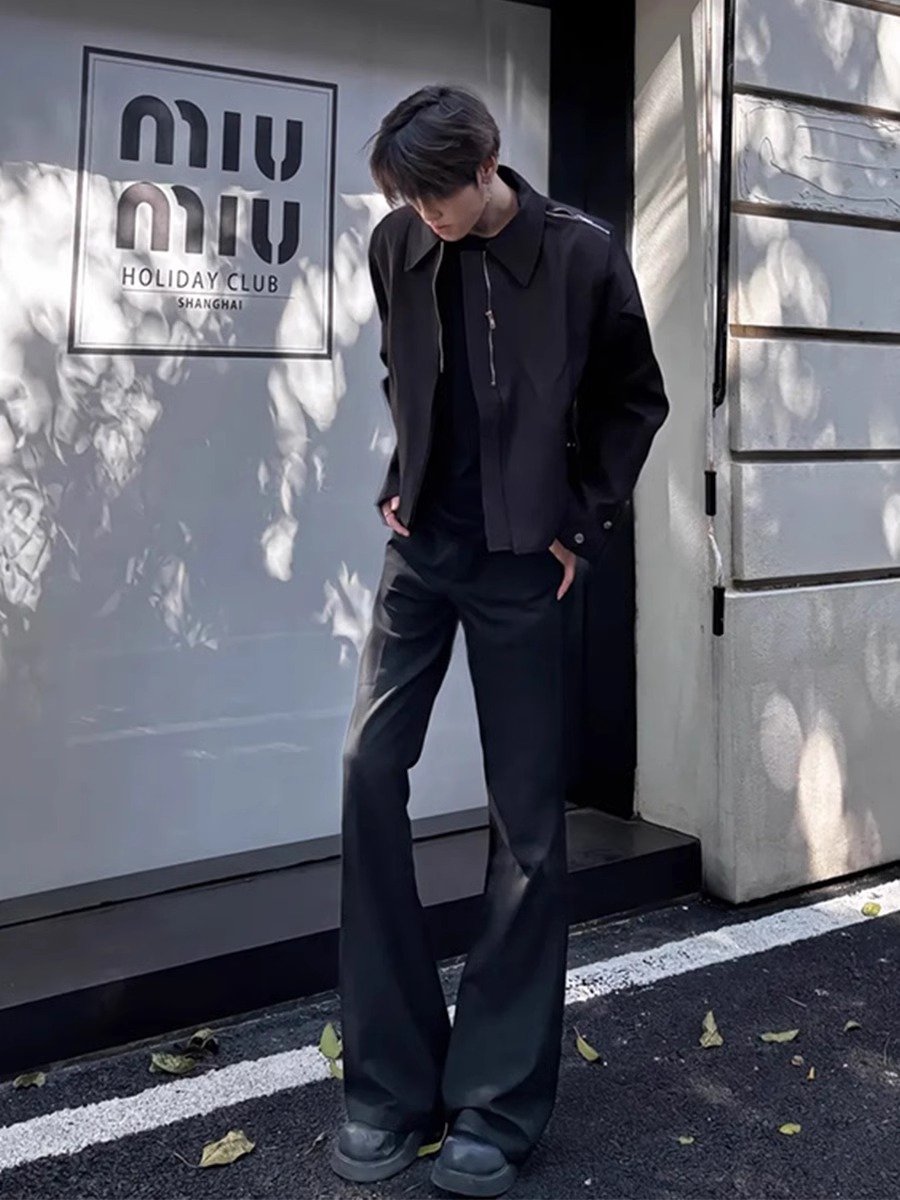 cleanfit黑色马吉拉西裤男垂感高个