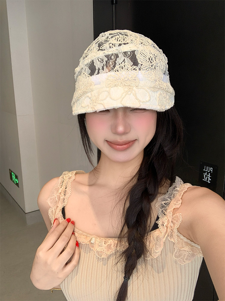 蕾丝花朵镂空头巾帽，轻薄透气又百搭！