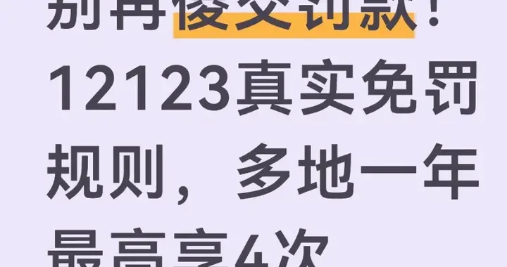 别再傻交罚款！12123真实免罚规则，多地一年最高享4次