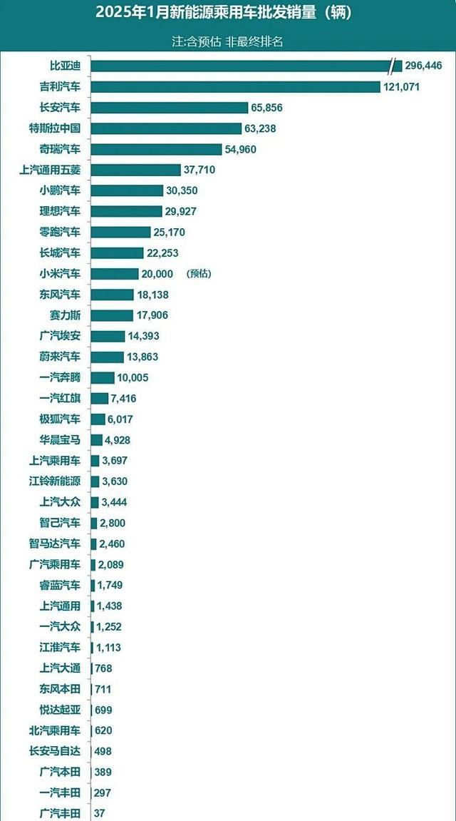 1月新能源车厂商销量榜单揭晓新势力格局生变第二名表现亮眼