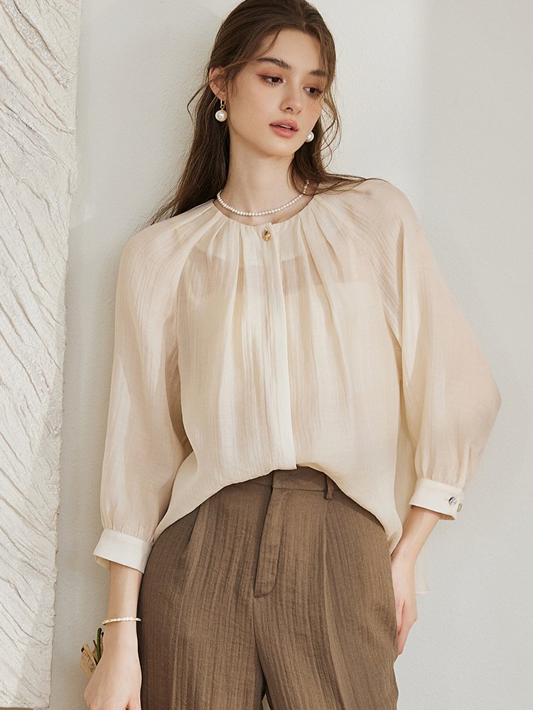 罗衣法式天丝衬衫，日常穿衣也吸睛