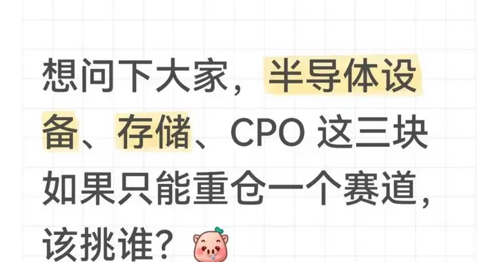 半导体、存储、cpo选一个的话预算没有特别高，选一个主力蹲一下