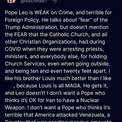 阿飞不是流氓：特朗普对教皇利奥十四世猛烈