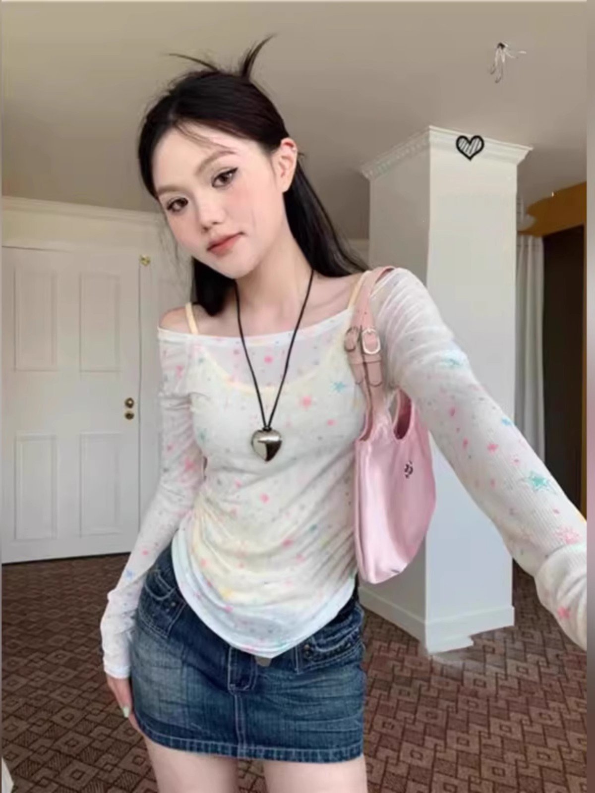 美式辣妹一字肩长袖罩衫防晒T恤女春季小众