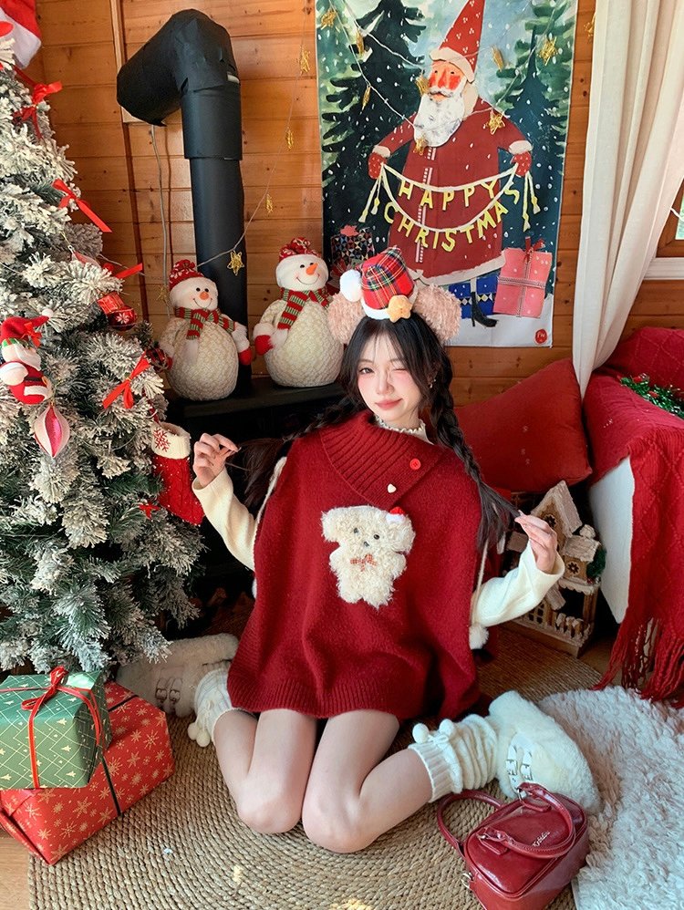 红色高领毛衣套装连衣裙本命过年战袍