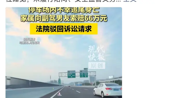 实习期上高速追尾身亡，男友在副驾睡觉被索赔66万，该赔吗？
