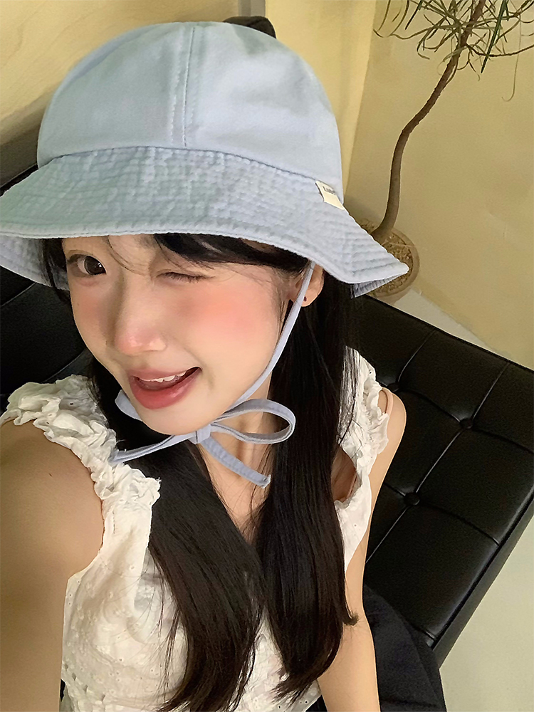 夏日韩版纯色小清新蓝色渔夫帽！