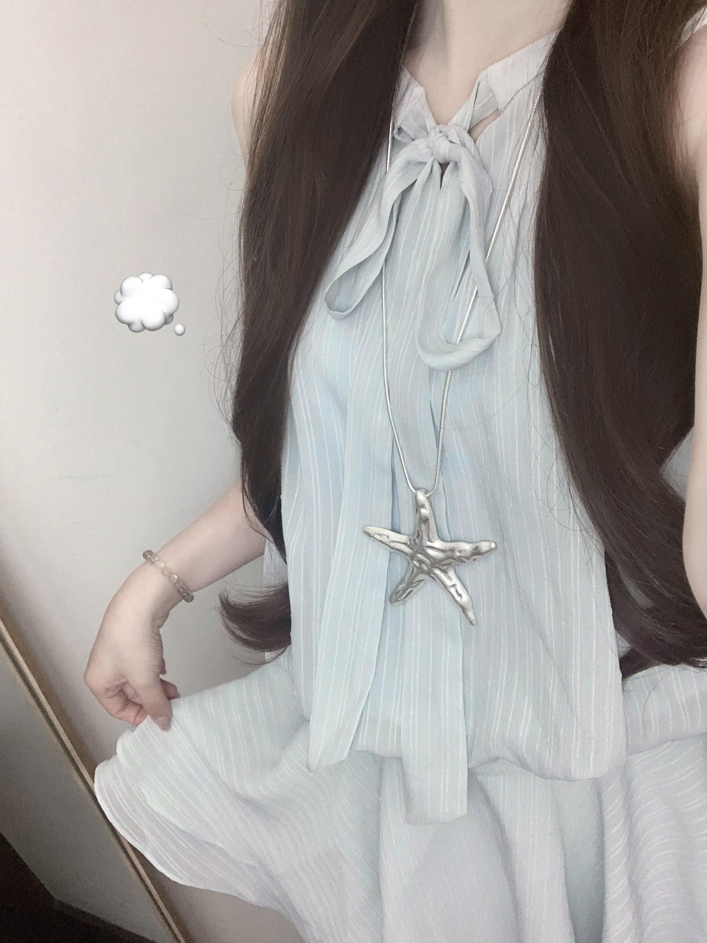 💙清新蓝色挂脖连衣裙，夏日仙气飘飘！