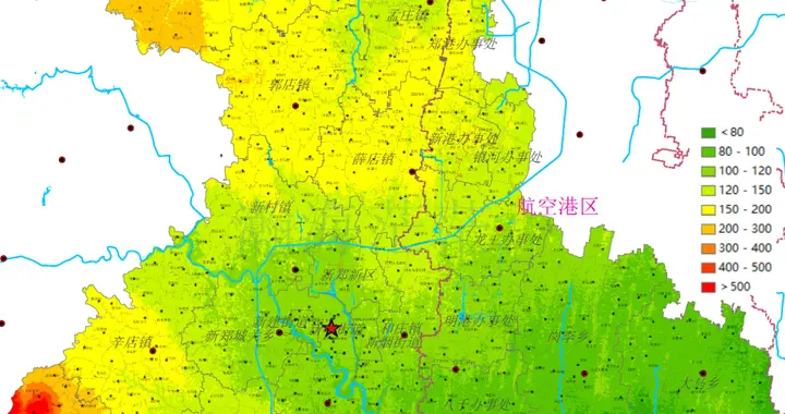 新郑市地形、乡镇、村庄、交通和人口地图