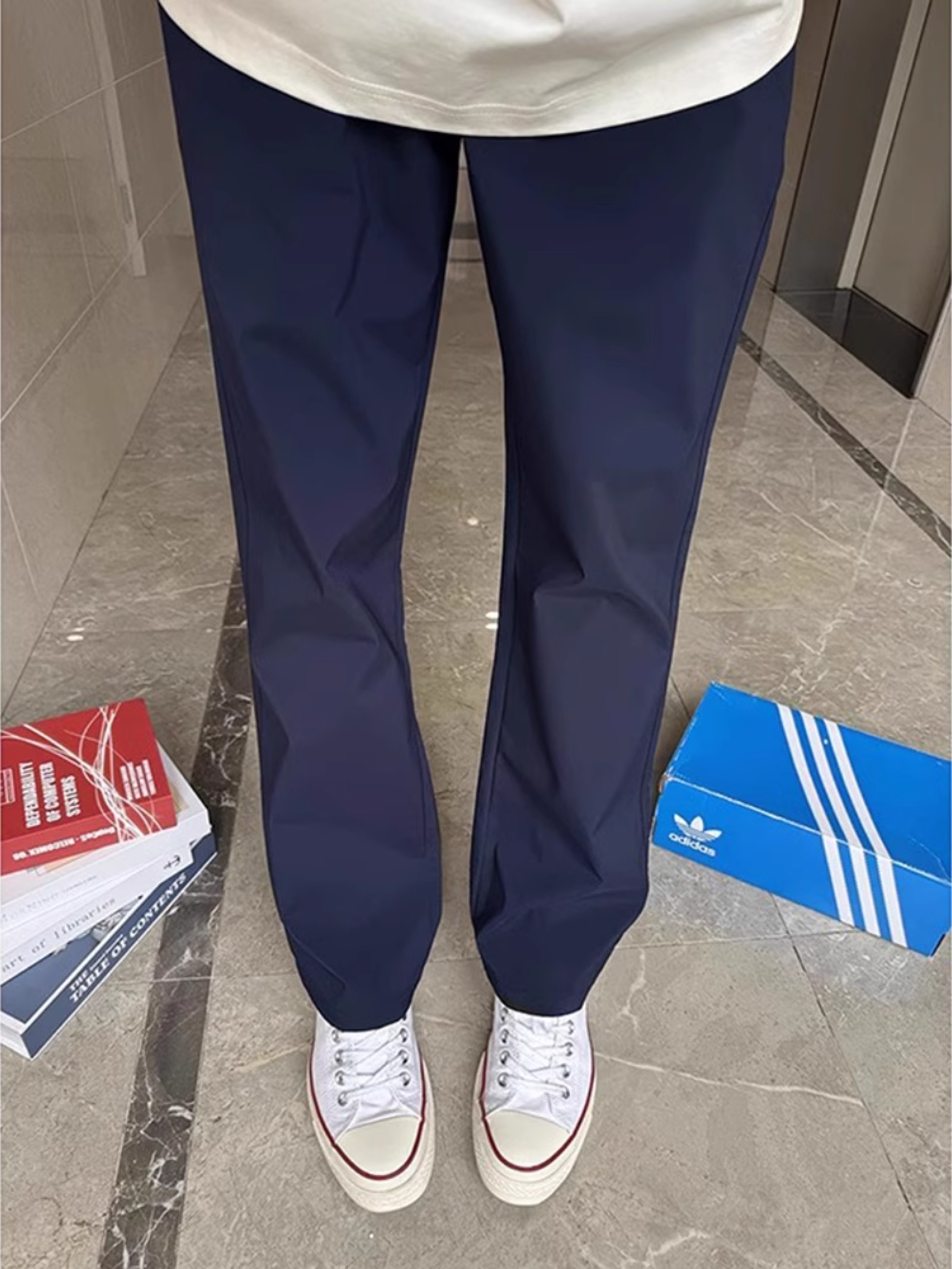 藏青色速干冲锋裤男夏季薄款美式机能防水裤