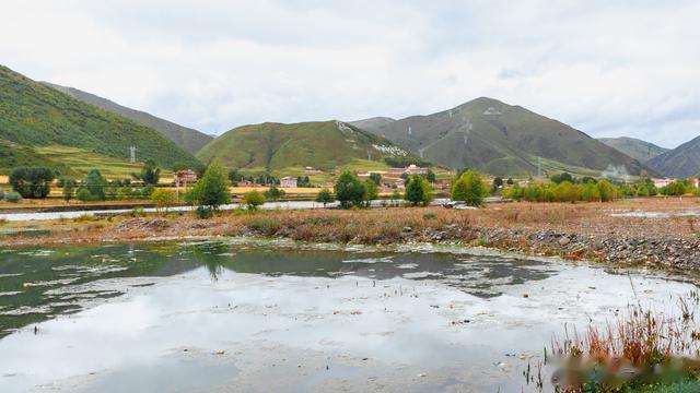 万里天路，自驾西藏(8)：新都桥，小河绕村流，藏居隐树间