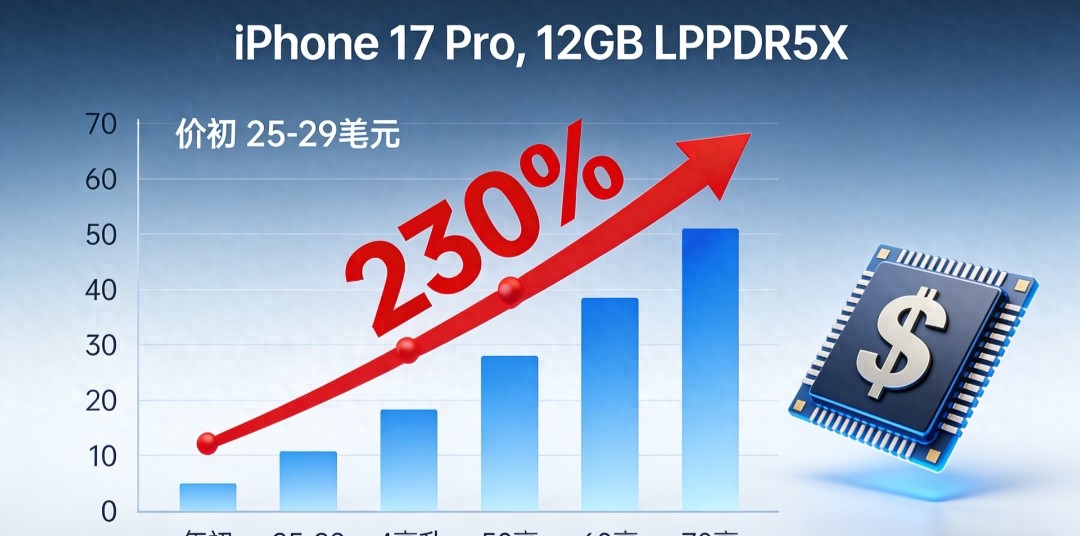 内存暴涨230%！iPhone 18成本承压，2026年高端手机涨价潮在路上？
