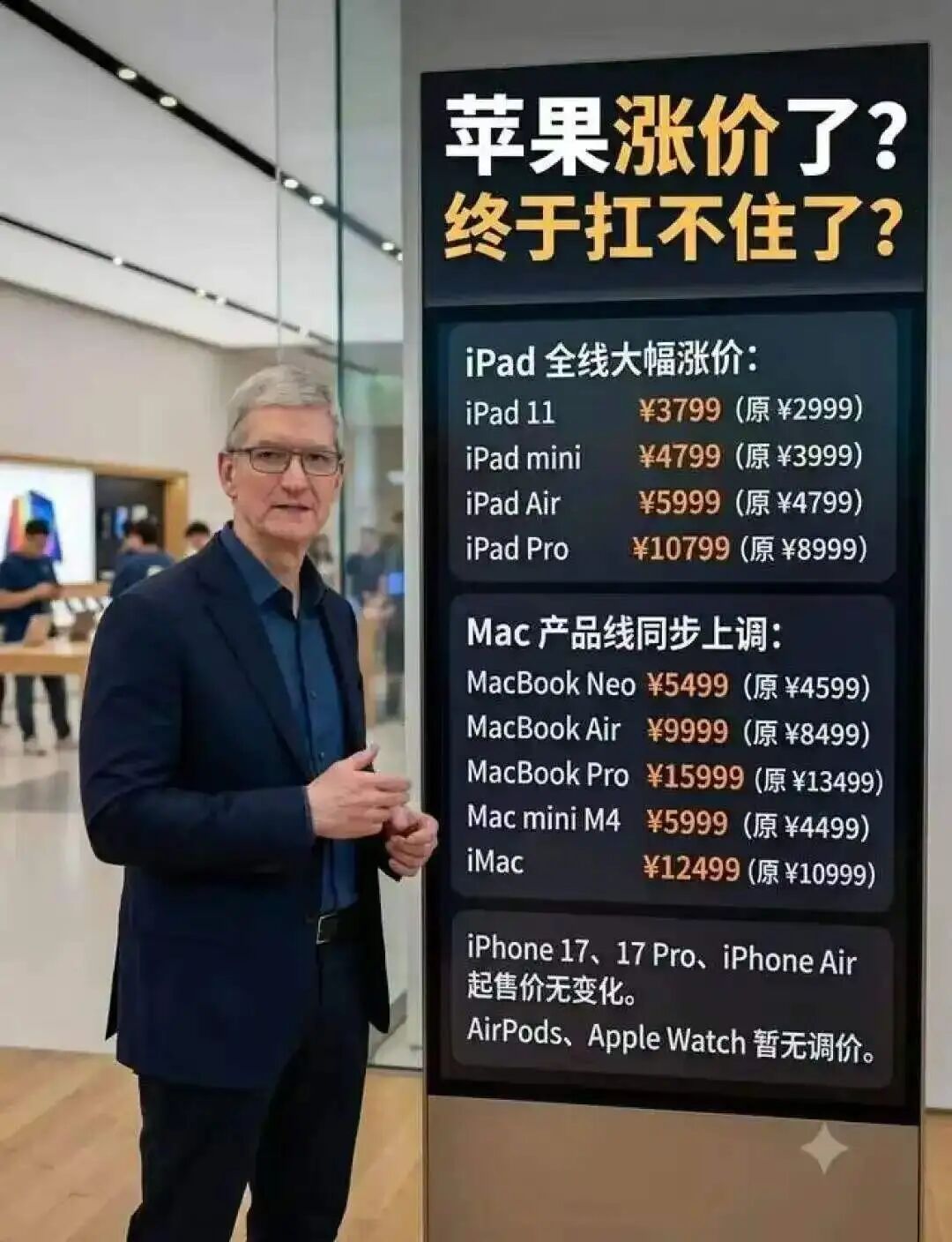 苹果最高暴涨3500！谁给了库克涨价的勇气？