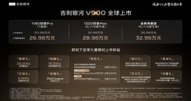 吉利银河V900上市限时指导价26.98万元起