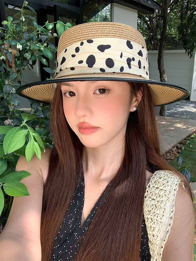 夏日海边度假必备！法式波点平顶草帽，优雅