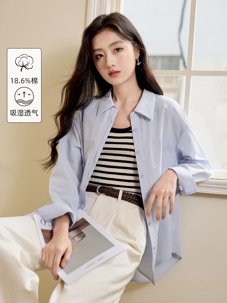 香影蓝色衬衫外套