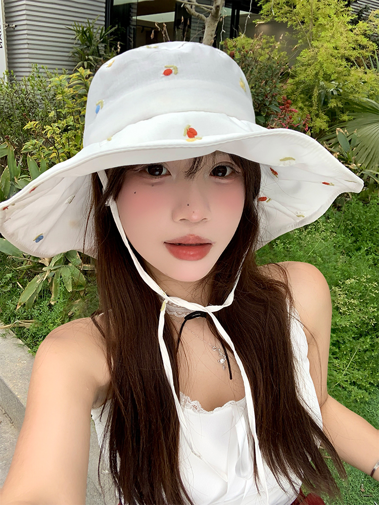 夏季甜美小花渔夫帽，大帽檐遮阳又透气