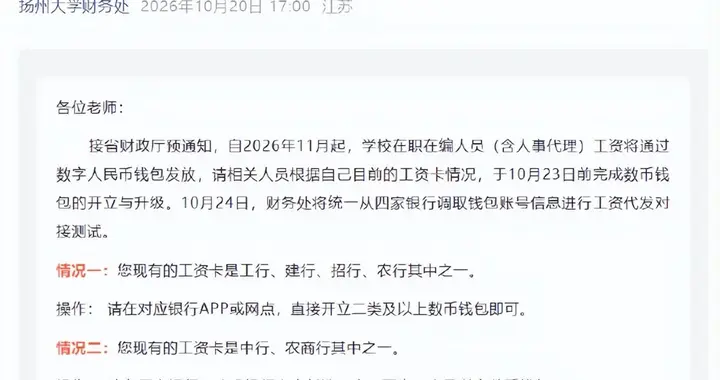 从公务员到高校教职工！数字人民币发工资扩围，下一个轮到谁？