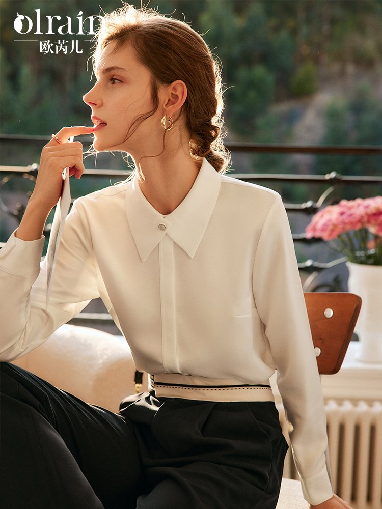 简约佰搭雪纺长袖衬衫